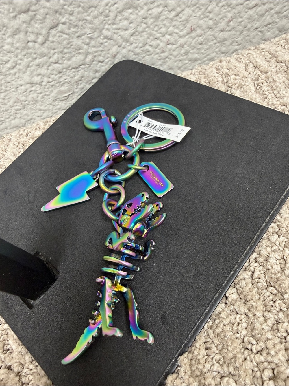 Coach Iridescent Rexy Rainbow Skeleton Keyring Charm